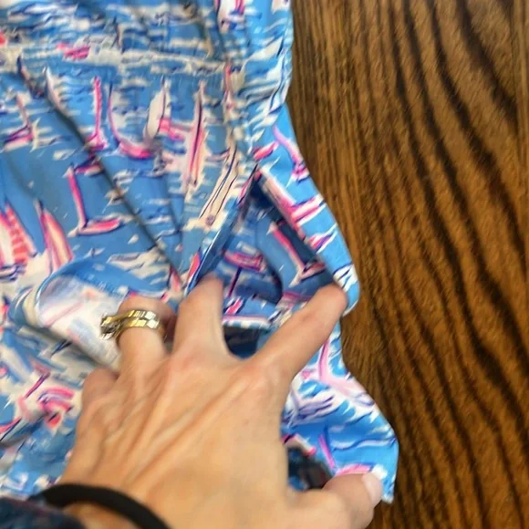 Lilly Pulitzer Girls Jaycee Romper Zanzibar Blue Boatyliciouslarge (8-10) NWOT